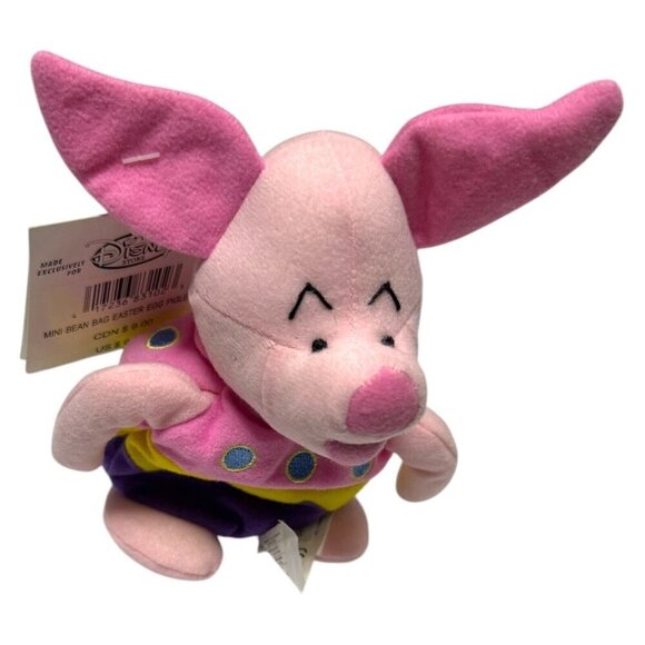 NWT 90s Disney Store EASTER EGG PIGLET Vintage DISNEY Mini Beanie Doll 8" - Picture 4 of 7